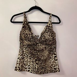 Dana Buchman Animal Print Tankini Top Size 8 EUC
